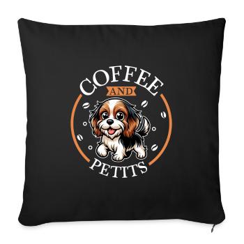 Kaffee und Petit Basset Griffon Vendéen - Sofakissenbezug 45 x 45 cm - Schwarz - Vorne