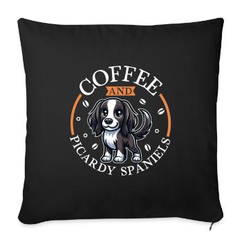 Café et Epagneul Picard - Housse de coussin décorative 45 x 45 cm - noir - Devant