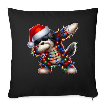 Lunettes de soleil chien havanais à pois Cute Weih - Housse de coussin décorative 45 x 45 cm - noir - Devant