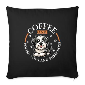 Kaffee und Polski Owczarek Nizinny - Housse de coussin décorative 45 x 45 cm - noir - Devant