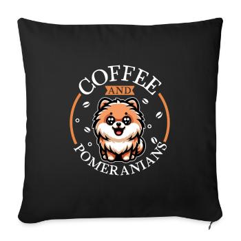 Café et Poméranien - Housse de coussin décorative 45 x 45 cm - noir - Devant
