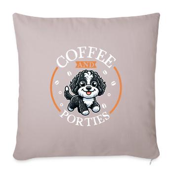 Coffee and Portuguese Water Dog - Sofa pillowcase 17,3'' x 17,3'' (45 x 45 cm) - light taupe - Front