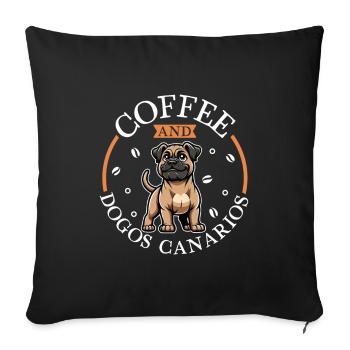 Coffee and Dogo Canario - Sofa pillowcase 17,3'' x 17,3'' (45 x 45 cm) - black - Front