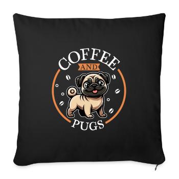 Coffee and Pug - Sofa pillowcase 17,3'' x 17,3'' (45 x 45 cm) - black - Front