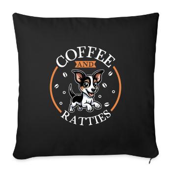 Café et Rat Terrier - Housse de coussin décorative 45 x 45 cm - noir - Devant