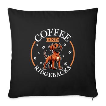 Kaffee und Rhodesian Ridgeback - Sofakissenbezug 45 x 45 cm - Schwarz - Vorne