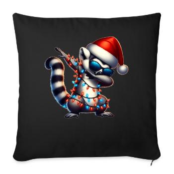 Lunettes de soleil à pois lémurien anneau queue mignon - Housse de coussin décorative 45 x 45 cm - noir - Devant