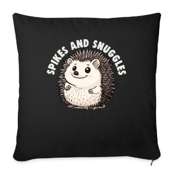 Mignon Hérisson Amoureux Drôle Hérisson Drôle Hérisson Mignon - Housse de coussin décorative 45 x 45 cm - noir - Devant