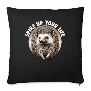 Mignon Hérisson Amoureux Drôle Hérisson Drôle Hérisson Mignon - Housse de coussin décorative 45 x 45 cm - noir - Devant