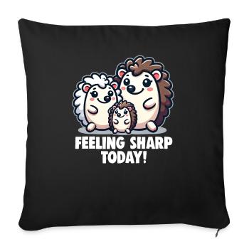 Mignon Hérisson Amoureux Drôle Hérisson Drôle Hérisson Mignon - Housse de coussin décorative 45 x 45 cm - noir - Devant