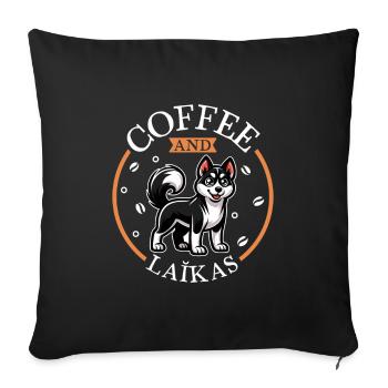 Café et laïka russo-européenne - Housse de coussin décorative 45 x 45 cm - noir - Devant