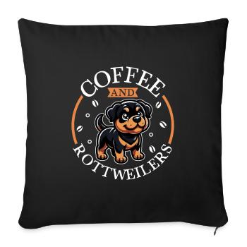 Café et Rottweiler - Housse de coussin décorative 45 x 45 cm - noir - Devant