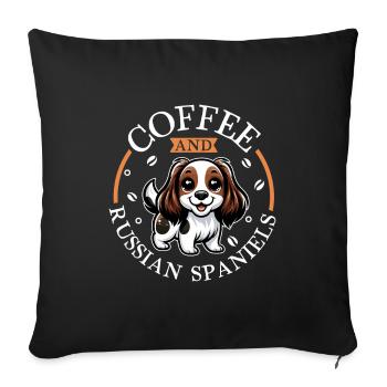 Café et épagneul russe - Housse de coussin décorative 45 x 45 cm - noir - Devant