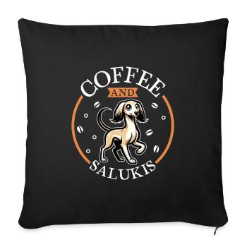 Coffee and Saluki - Sofa pillowcase 17,3'' x 17,3'' (45 x 45 cm) - black - Front