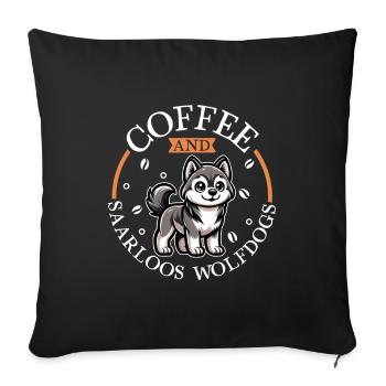 Kaffee und Saarlooswolfhund - Sofakissenbezug 45 x 45 cm - Schwarz - Vorne