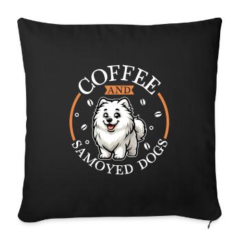 Café et Samoyède - Housse de coussin décorative 45 x 45 cm - noir - Devant