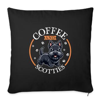 Café et Scottish Terrier - Housse de coussin décorative 45 x 45 cm - noir - Devant