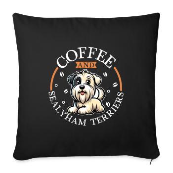 Coffee and Sealyham Terrier - Sofa pillowcase 17,3'' x 17,3'' (45 x 45 cm) - black - Front