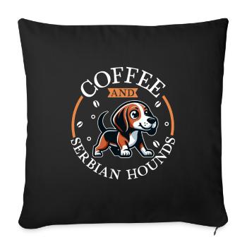 Kaffee und Serbischer Laufhund - Sofakissenbezug 45 x 45 cm - Schwarz - Vorne