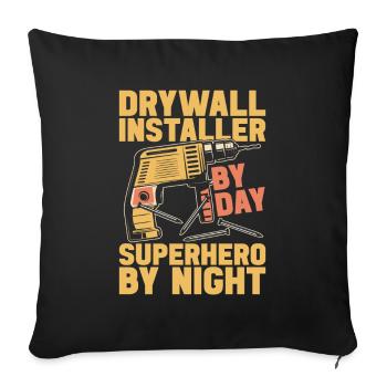 Drywall Installer - Sofa pillowcase 17,3'' x 17,3'' (45 x 45 cm) - black - Front