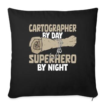 cartographe - Housse de coussin décorative 45 x 45 cm - noir - Devant