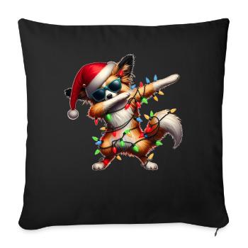 Tupfende Papillon Hund Sonnenbrille Niedlich Weihn - Sofakissenbezug 45 x 45 cm - Schwarz - Vorne