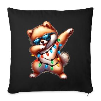 Tupfende Pomeranian Hund Sonnenbrille Niedlich Wei - Sofakissenbezug 45 x 45 cm - Schwarz - Vorne