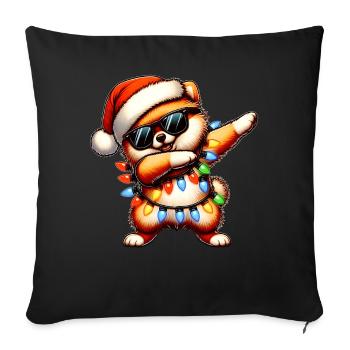 Lunettes de soleil pois poméranien chien mignon blanc - Housse de coussin décorative 45 x 45 cm - noir - Devant