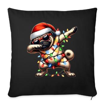 Polka Dot Pug Dog Sunglasses Cute Christmas - Sofa pillowcase 17,3'' x 17,3'' (45 x 45 cm) - black - Front