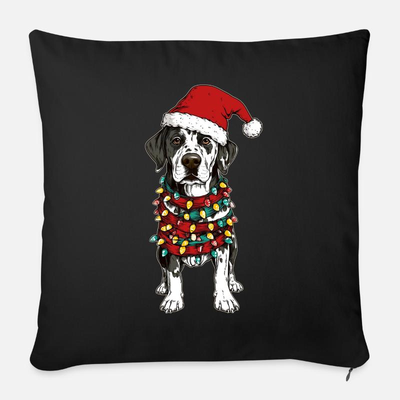 Dalmatiner Weihnachtsmütze Xmas - Sofakissenbezug 45 x 45 cm - Schwarz