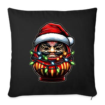 Daruma Doll Japan Lucky Charm Christmas Hat X - Sofa pillowcase 17,3'' x 17,3'' (45 x 45 cm) - black - Front