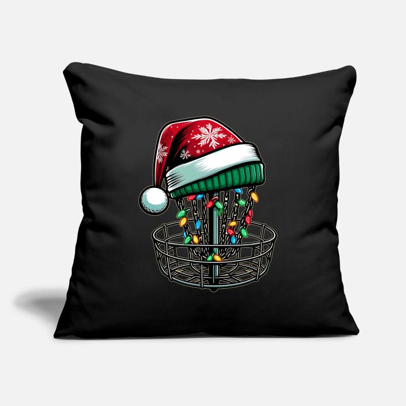 Disc Golf Disc Golfing Disc Golfer Chapeau de Père Noël Housse de coussin décorative 45 x 45 cm