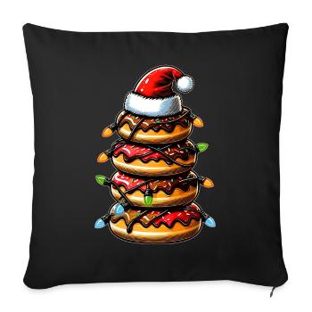 Beignets Pile Beignets Saupoudre Chapeau de Noël Xm - Housse de coussin décorative 45 x 45 cm - noir - Devant