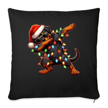 Tupfende Rottweiler Hund Sonnenbrille Niedlich Wei - Sofakissenbezug 45 x 45 cm - Schwarz - Vorne