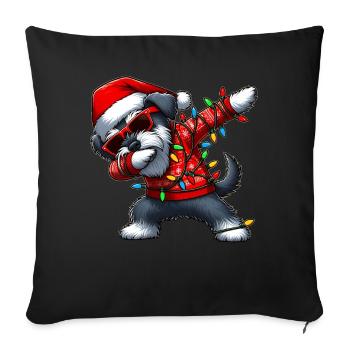 Polka Dot Schnauzer Chien Lunettes de Soleil Cute Weih - Housse de coussin décorative 45 x 45 cm - noir - Devant