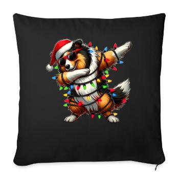 Tupfende Shetland Sheepdog Hund Sonnenbrille Weihn - Sofakissenbezug 45 x 45 cm - Schwarz - Vorne