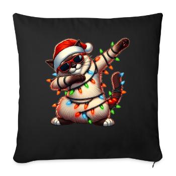 Lunettes de soleil chat siamois à pois mignon W - Housse de coussin décorative 45 x 45 cm - noir - Devant