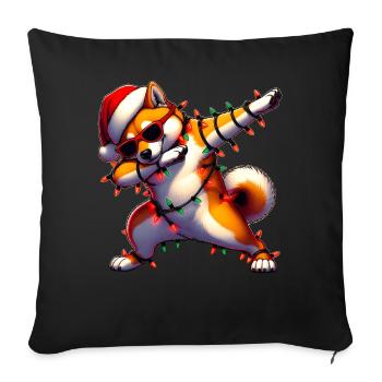 Polka Dotting Shiba Inu Chien Lunettes de soleil Cute Weih - Housse de coussin décorative 45 x 45 cm - noir - Devant