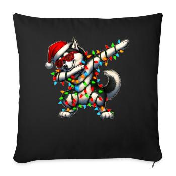 Polka Dot Sibérien Husky Chien Lunettes de soleil Mignon - Housse de coussin décorative 45 x 45 cm - noir - Devant