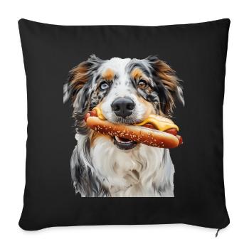 Australischer Schäferhund - Sofakissenbezug 45 x 45 cm - Schwarz - Vorne