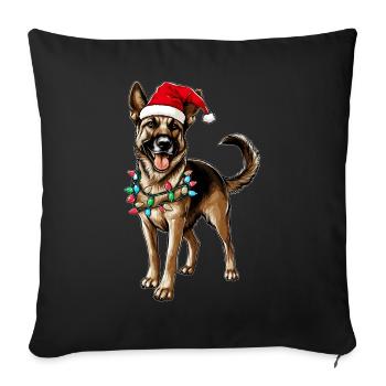 German Shepherd Christmas Hat Xmas - Sofa pillowcase 17,3'' x 17,3'' (45 x 45 cm) - black - Front