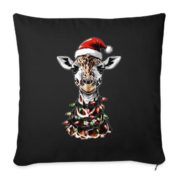 Chapeau de Noël Girafe Noël - Housse de coussin décorative 45 x 45 cm - noir - Devant