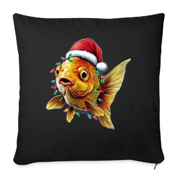 Goldfish Aquarium Christmas Hat Xmas - Sofa pillowcase 17,3'' x 17,3'' (45 x 45 cm) - black - Front