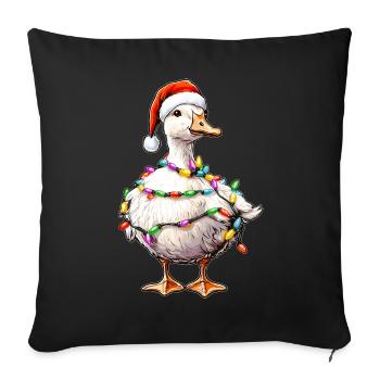 Oie Canard Père Noël - Housse de coussin décorative 45 x 45 cm - noir - Devant
