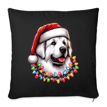 Great Pyrenees Hund Weihnachtsmütze Xmas - Sofakissenbezug 45 x 45 cm - Schwarz - Vorne