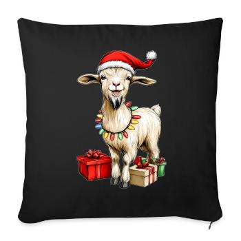 Chèvre Ferme Ferme Noël Chapeau Noël - Housse de coussin décorative 45 x 45 cm - noir - Devant