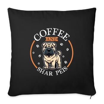 Café et Shar-Pei - Housse de coussin décorative 45 x 45 cm - noir - Devant
