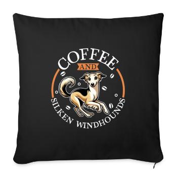 Café et lévrier soyeux - Housse de coussin décorative 45 x 45 cm - noir - Devant