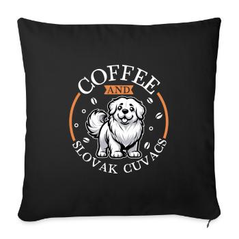 Coffee and Slovensky cuvac - Sofa pillowcase 17,3'' x 17,3'' (45 x 45 cm) - black - Front