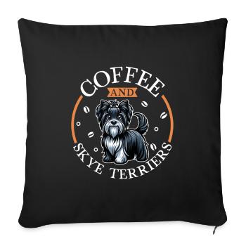 Kaffee und Skye Terrier - Sofakissenbezug 45 x 45 cm - Schwarz - Vorne